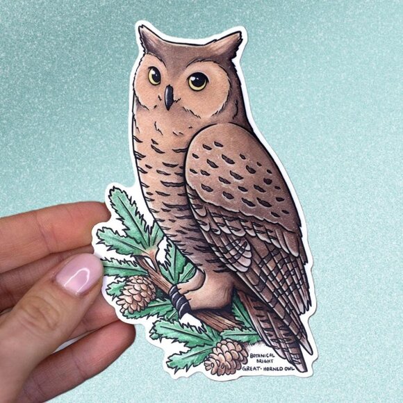 3 for $15 - Great Horned Owl Sticker -‎ Waterproof Vinyl Wildlife & Nature Decal - Picture 5 of 6